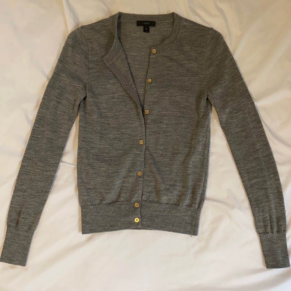 J. Crew Gray Cardigan w/ Gold Buttons Size XXS